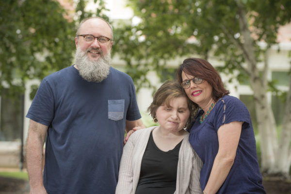 A photograph of face transplant recipient, Katie Stubblefield, and her family